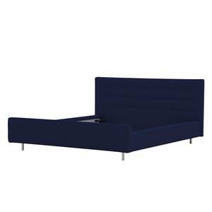 Gestoffeerd bed Chelsea Stof Valona: Donkerblauw - 160 x 200cm