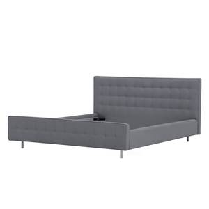 Gestoffeerd bed Chelsea Stof Valona: Zilverkleurig - 90 x 200cm