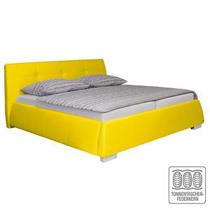 Gestoffeerd bed Classic Button kunstleer - Kunstleer NTLO: 5 yellow clay - 140 x 200cm - H2 zacht
