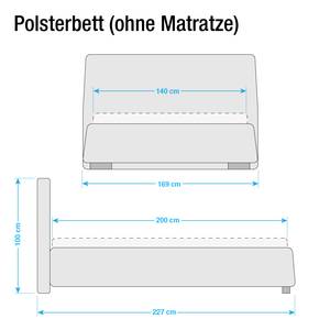 Polsterbett Classic Button Kunstleder NTLO: 8 driftwood - 140 x 200cm - Ohne Matratze