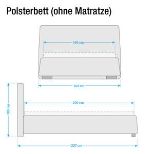 Polsterbett Classic Button Kunstleder - Kunstleder NTLO: 1 snow - 140 x 200cm - Ohne Matratze