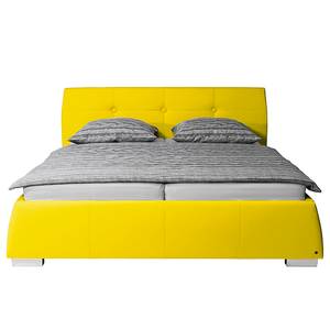Gestoffeerd bed Classic Button kunstleer - Kunstleer NTLO: 5 yellow clay - 160 x 200cm - H3 medium
