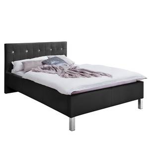 Gestoffeerd bed Cristallo kunstleer - Zwart - 140 x 200cm