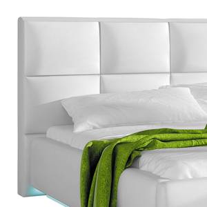 Letto imbottito Alaska II Incl. illuminazione - Similpelle - Bianco - Senza contenitori