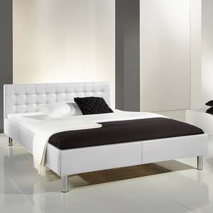 Gestoffeerd bed Fantasy wit kunstleer - 140x200cm