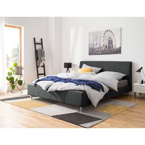 Gestoffeerd bed Goldfield geweven stof - Antraciet - 140 x 200cm