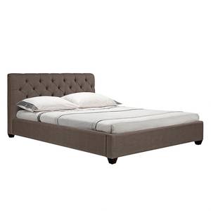 Gestoffeerd bed Grand geweven stof - Stof Frea: Grijs-Bruin II - 140 x 200cm