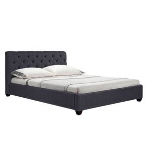 Gestoffeerd bed Grand geweven stof - Stof Frea: Antraciet - 160 x 200cm