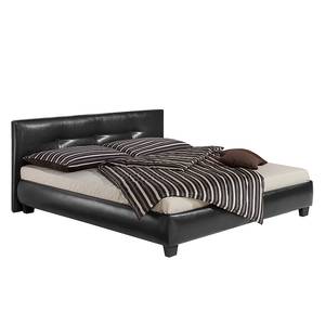 Lit rembourré Kairo Cuir synthétique - Noir - 180 x 200cm - Sans sommier & matelas - Sans matelas