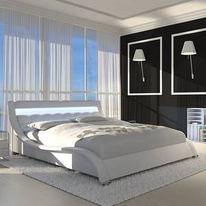 Bed Khan (met LED-verlichting) kunstleer wit