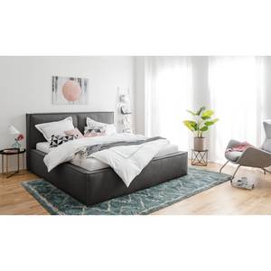 Lit capitonné Kinx Tissu - 160 x 200cm - Anthracite - Tissu KINX : Anthracite - 160 x 200cm