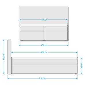 Gestoffeerd bed Asmara geweven stof - grijs - Jeansblauw - 140 x 200cm - Met hoofdeinde