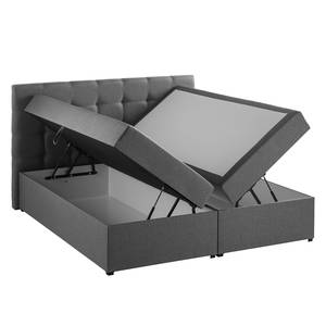 Letto KiYDOO II (con contenitori) Tessuto - Grigio - 140 x 200cm