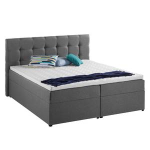 Gestoffeerd bed KiYDOO IV inclusief opbergruimte - geweven stof - grijs - 180 x 200cm