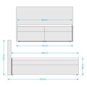 Gestoffeerd bed KiYDOO V inclusief opbergruimte - kunstleer - Zwart - 160 x 200cm