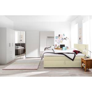 Gestoffeerd bed Asmara geweven stof - grijs - Ecrú - 140 x 200cm - Met hoofdeinde