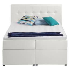 Gestoffeerd bed KiYDOO IV inclusief opbergruimte - kunstleer - Wit - 140 x 200cm