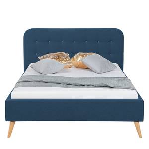 Gestoffeerd bed Klink II geweven stof - Donkerblauw - 140 x 200cm