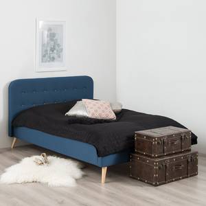 Gestoffeerd bed Klink II geweven stof - Donkerblauw - 180 x 200cm