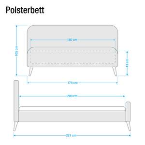 Gestoffeerd bed Klink geweven stof - Donkerblauw - 160 x 200cm