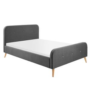 Gestoffeerd bed Klink geweven stof - Donkergrijs - 160 x 200cm