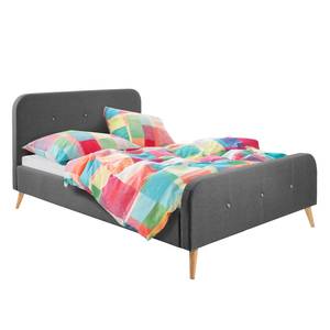 Gestoffeerd bed Klink geweven stof - Donkergrijs - 160 x 200cm