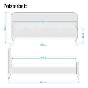 Polsterbett Klink Webstoff - Dunkelgrau - 200 x 200cm