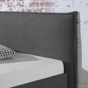 Lit capitonné Kolbäck Tissu structuré Anthracite - 100 x 200cm - Sans sommier & matelas