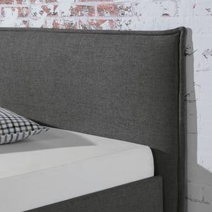 Lit capitonné Kolbäck Tissu structuré Anthracite - 200 x 200cm - Sans sommier & matelas