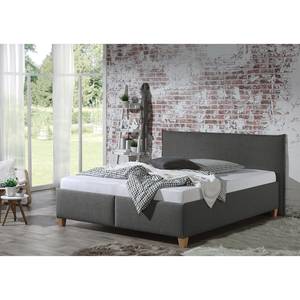 Lit capitonné Kolbäck Tissu structuré Anthracite - 180 x 200cm - Sans sommier & matelas