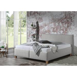 Lit capitonné Kolbäck Tissu structuré Granit - 200 x 200cm - Sans sommier & matelas