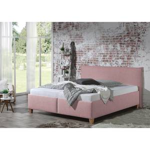 Lit capitonné Kolbäck Tissu structuré Mauve - 200 x 200cm - Sans sommier & matelas