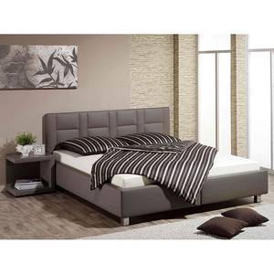 Lit rembourré Koni Imitation cuir taupe - 100 x 200cm - Sans sommier & matelas - Sans matelas