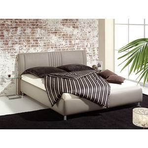 Bed Leila kunstleer - Taupe - 100 x 200cm - Met lattenbodem & matras - Bonell-binnenveringmatras - Aantal latten/schotels: 13