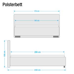 Gestoffeerd bed Lounge II geweven stof - Grijs - 140 x 200cm