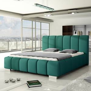 Gestoffeerd bed Lounge II geweven stof - Turquoise - 140 x 200cm