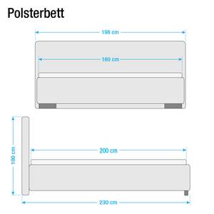 Polsterbett Lounge II Webstoff - Grau - 180 x 200cm