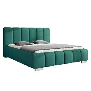 Lit capitonné Lounge Tissu - Turquoise - 180 x 200cm