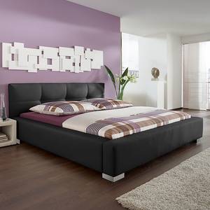 Lit capitonné Luca Anthracite - 160 x 200cm - Avec sommier à lattes & matelas - Matelas de mousse froide