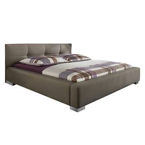 Lit capitonné Luca Taupe - 140 x 200cm - Sans sommier & matelas - Sans matelas