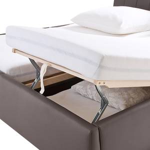 Lit rembourré Luna Cuir synthétique - Marron - 200 x 200cm - Matelas boxspring