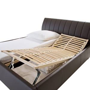 Lit rembourré Luna Cuir synthétique - Marron - 180 x 200cm - Sans matelas