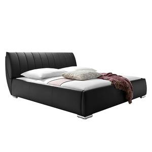 Lit rembourré Luna Cuir synthétique - Noir - 180 x 200cm - Matelas boxspring