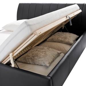 Lit rembourré Luna Cuir synthétique - Noir - 180 x 200cm - Matelas boxspring