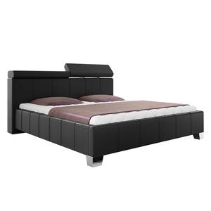 Lit capitonné Madeira Imitation cuir - Noir - 140 x 200cm - Sans sommier & matelas - Pas de tiroir de lit