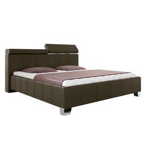 Lit capitonné Madeira Imitation cuir - Marron foncé - 160 x 200cm - Sans sommier & matelas - Pas de tiroir de lit