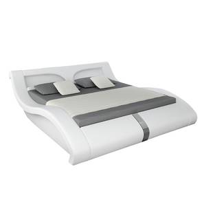 Lit capitonné Huelva II Cuir synthétique - Blanc - 160 x 200cm - Sans sommier & matelas