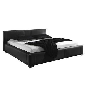 Lit rembourré Masetto Cuir synthétique - Noir - 140 x 200cm - Sans sommier & matelas - Sans matelas