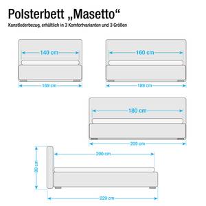 Polsterbett Masetto Kunstleder Kunstleder - Schwarz - 140 x 200cm - Ohne Lattenrost & Matratze - Ohne Matratze