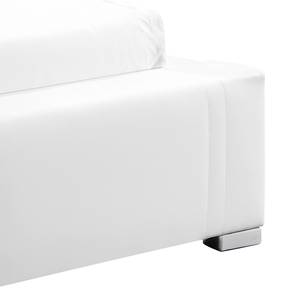 Lit rembourré Masetto Cuir synthétique - Blanc - 140 x 200cm - Sans sommier & matelas - Sans matelas